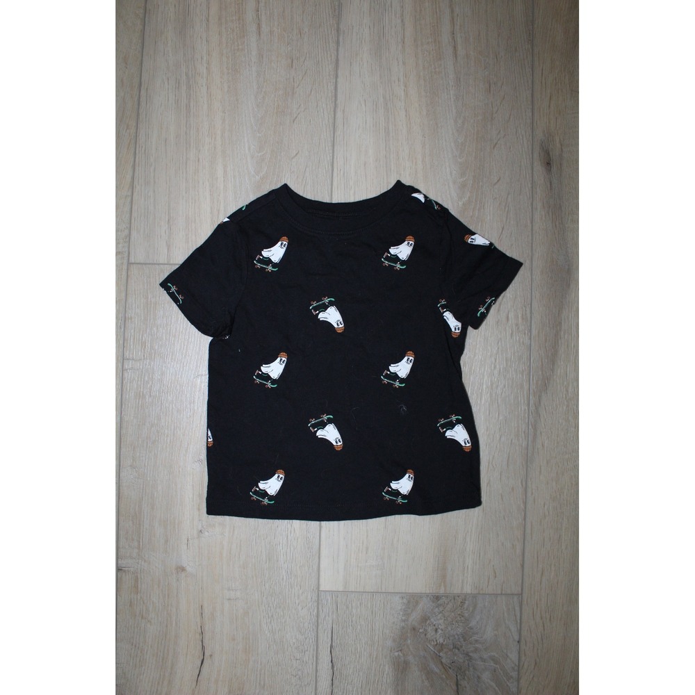 Old Navy Toddler Boys Black Skateboard Ghost Short Sleeve T-Shirt 2T Halloween